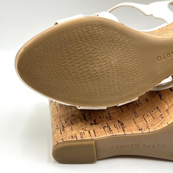 Franco Sarto Womens Size‎ 10 Stallion White Faux Leather Wedges Sandals Shoes - Picture 11 of 15